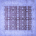 Square Machine Washable Oriental Blue Traditional Rug, wshtr539blu