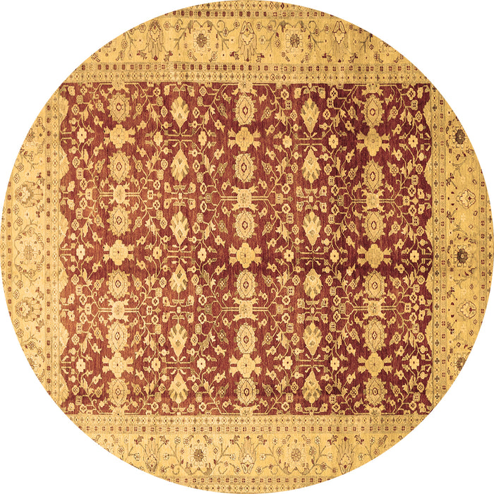 Round Machine Washable Oriental Brown Traditional Rug, wshtr539brn