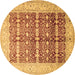 Round Oriental Brown Traditional Rug, tr539brn