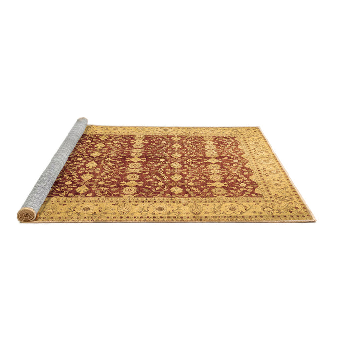 Sideview of Machine Washable Oriental Brown Traditional Rug, wshtr539brn