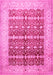 Machine Washable Oriental Pink Traditional Rug, wshtr539pnk