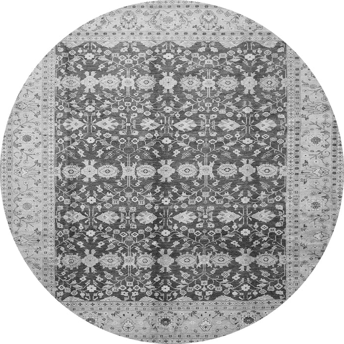 Square Oriental Gray Traditional Rug, tr539gry