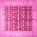 Square Machine Washable Oriental Pink Traditional Rug, wshtr539pnk