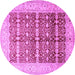 Round Machine Washable Oriental Purple Traditional Area Rugs, wshtr539pur