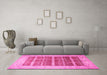 Machine Washable Oriental Pink Traditional Rug in a Living Room, wshtr539pnk