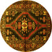 Round Machine Washable Persian Yellow Traditional Rug, wshtr53yw