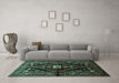 Machine Washable Persian Turquoise Traditional Area Rugs in a Living Room,, wshtr53turq