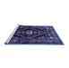 Sideview of Machine Washable Persian Blue Traditional Rug, wshtr53blu