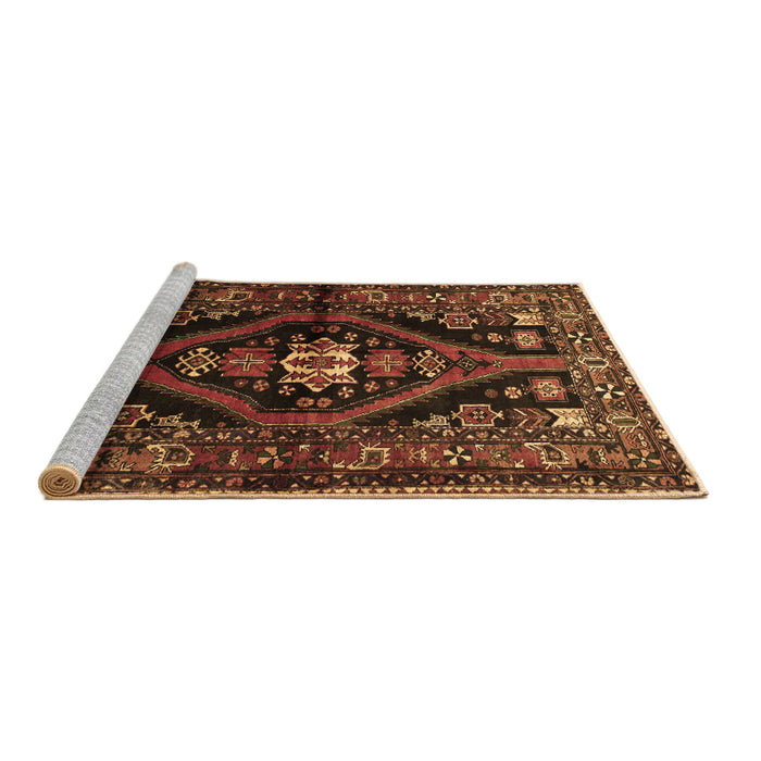 Sideview of Machine Washable Persian Brown Traditional Rug, wshtr53brn