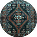 Round Persian Light Blue Traditional Rug, tr53lblu