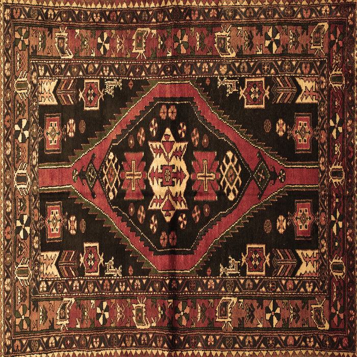 Square Machine Washable Persian Brown Traditional Rug, wshtr53brn