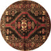 Round Machine Washable Persian Brown Traditional Rug, wshtr53brn