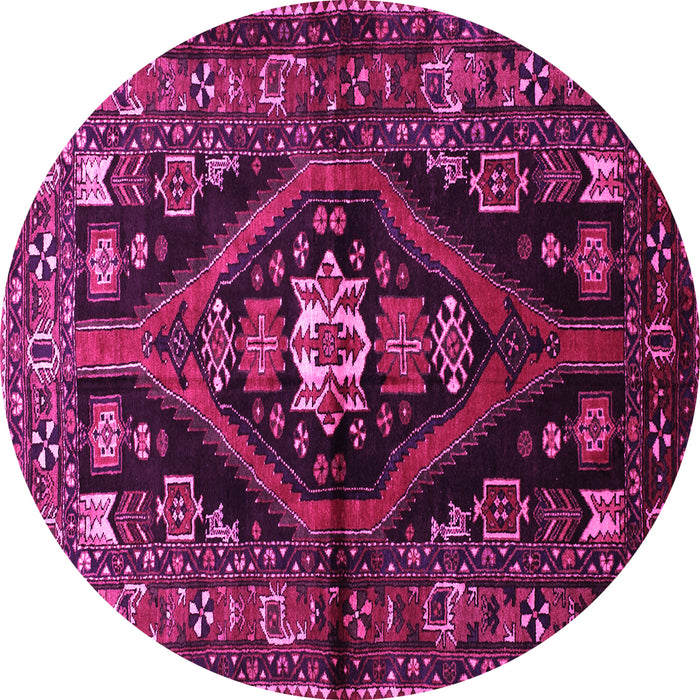 Round Machine Washable Persian Pink Traditional Rug, wshtr53pnk