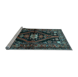 Sideview of Machine Washable Persian Light Blue Traditional Rug, wshtr53lblu