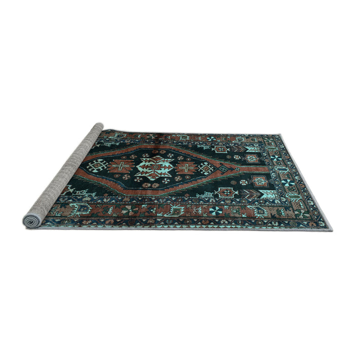 Sideview of Machine Washable Persian Light Blue Traditional Rug, wshtr53lblu