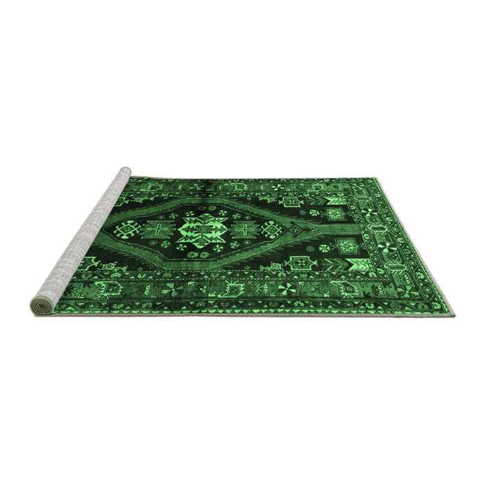 Sideview of Machine Washable Persian Emerald Green Traditional Area Rugs, wshtr53emgrn