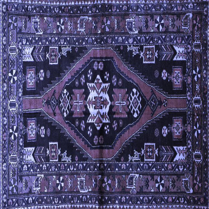 Square Machine Washable Persian Blue Traditional Rug, wshtr53blu