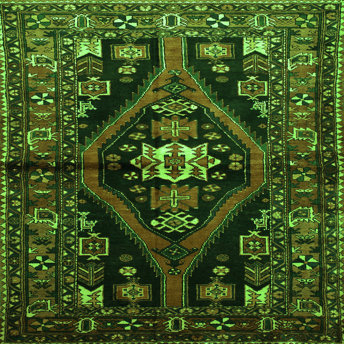 Round Machine Washable Persian Green Traditional Area Rugs, wshtr53grn