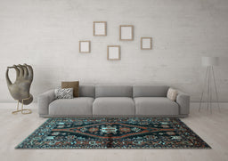 Machine Washable Persian Light Blue Traditional Rug in a Living Room, wshtr53lblu