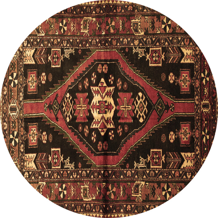 Round Persian Brown Traditional Rug, tr53brn