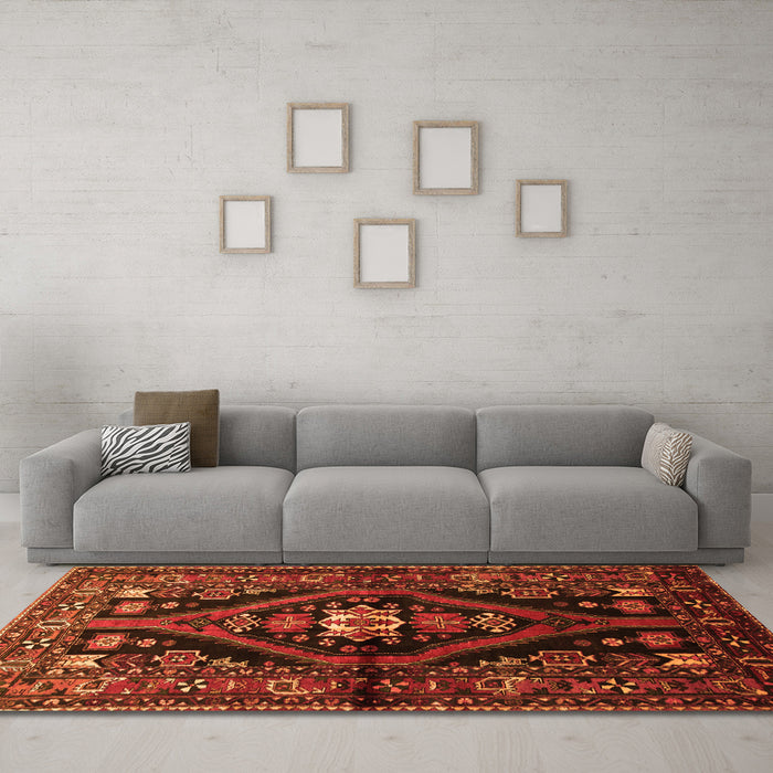 Machine Washable Persian Orange Traditional Area Rugs in a Living Room, wshtr53org