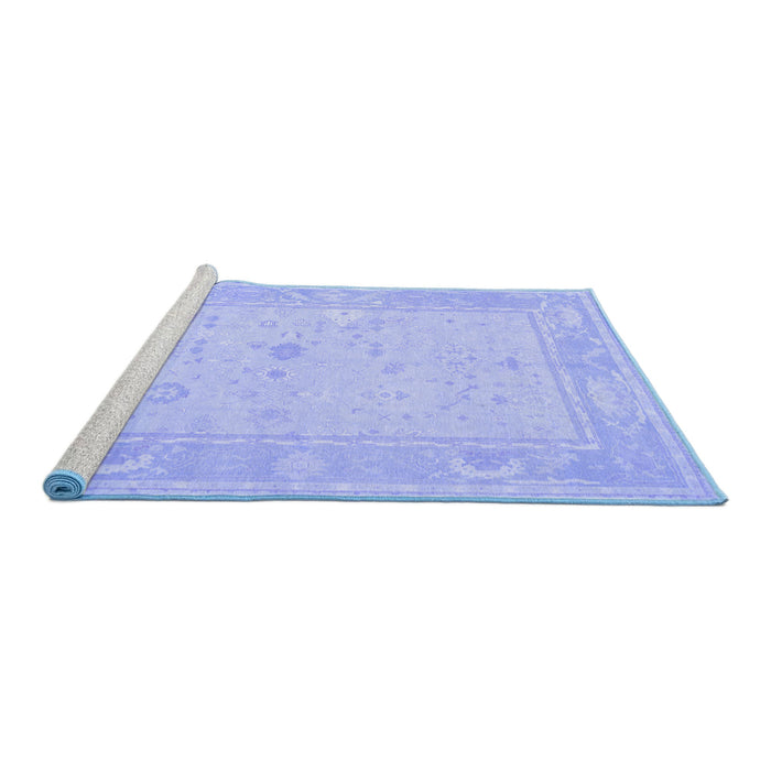 Sideview of Machine Washable Oriental Blue Traditional Rug, wshtr540blu