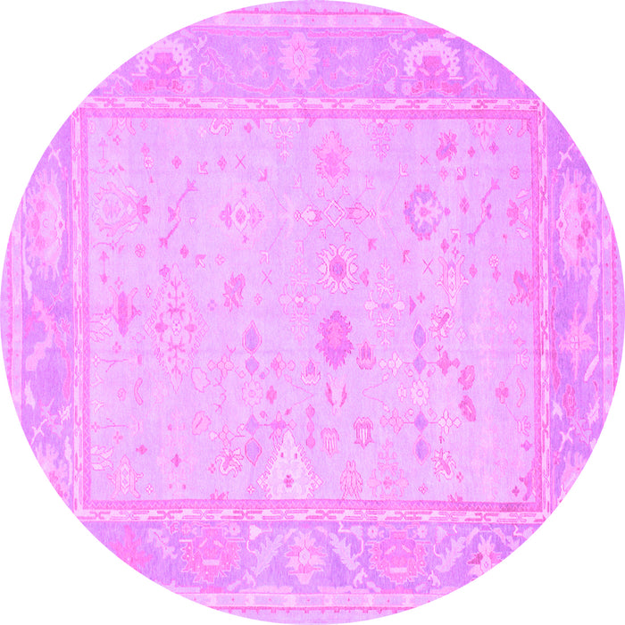 Round Oriental Purple Traditional Rug, tr540pur