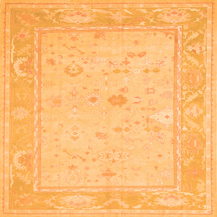 Round Machine Washable Oriental Orange Traditional Area Rugs, wshtr540org
