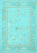 Machine Washable Oriental Light Blue Traditional Rug, wshtr540lblu