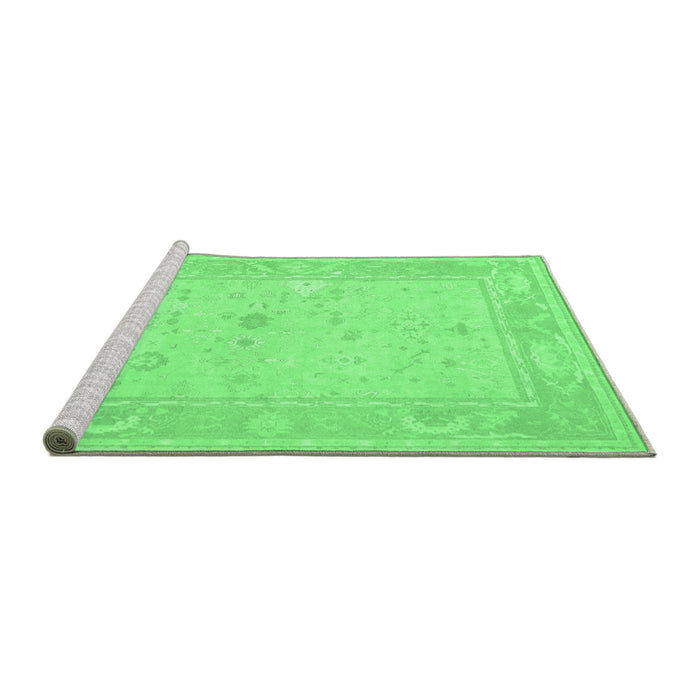 Sideview of Machine Washable Oriental Emerald Green Traditional Area Rugs, wshtr540emgrn