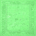 Square Oriental Emerald Green Traditional Rug, tr540emgrn