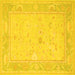 Square Machine Washable Oriental Yellow Traditional Rug, wshtr540yw