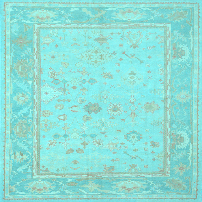 Square Machine Washable Oriental Light Blue Traditional Rug, wshtr540lblu