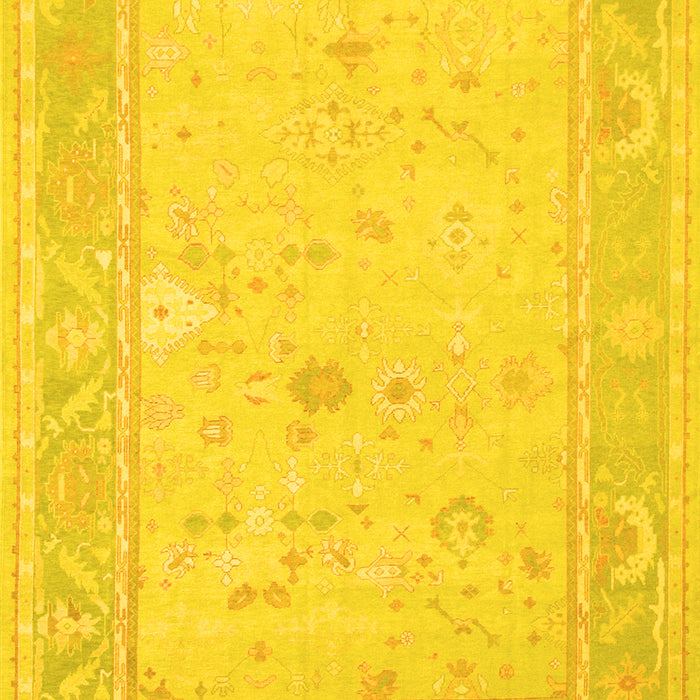 Machine Washable Oriental Yellow Traditional Rug, wshtr540yw