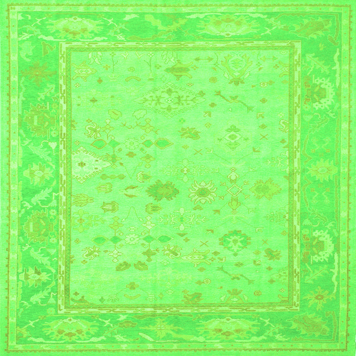 Round Machine Washable Oriental Green Traditional Area Rugs, wshtr540grn