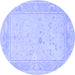 Round Oriental Blue Traditional Rug, tr540blu