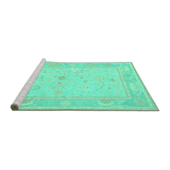 Sideview of Machine Washable Oriental Turquoise Traditional Area Rugs, wshtr540turq
