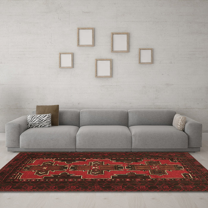 Machine Washable Persian Brown Traditional Rug in a Living Room,, wshtr541brn