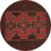 Round Machine Washable Persian Brown Traditional Rug, wshtr541brn