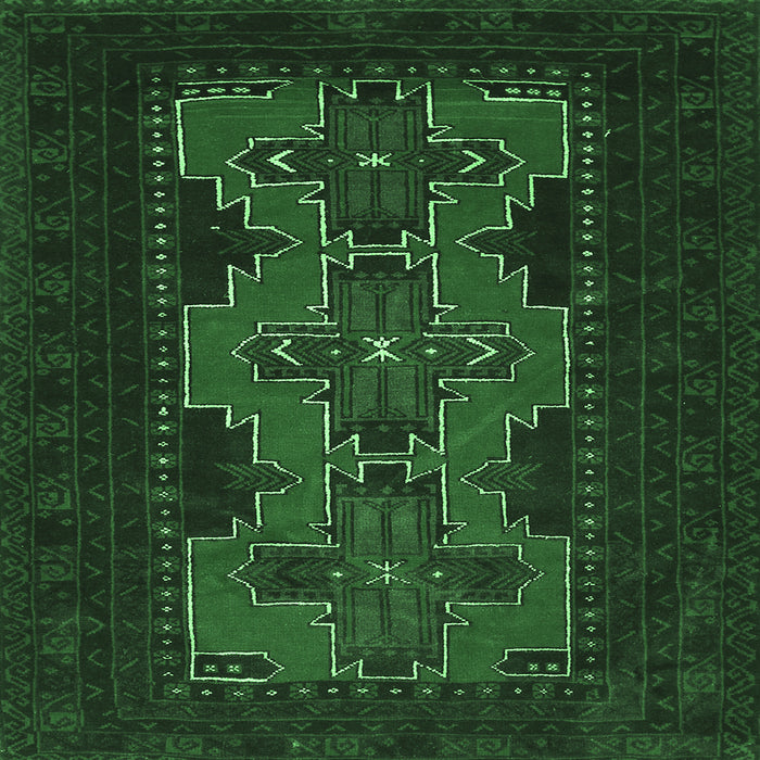 Square Machine Washable Persian Emerald Green Traditional Area Rugs, wshtr541emgrn
