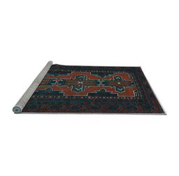 Sideview of Machine Washable Persian Light Blue Traditional Rug, wshtr541lblu
