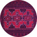 Round Machine Washable Persian Pink Traditional Rug, wshtr541pnk