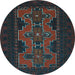 Round Machine Washable Persian Light Blue Traditional Rug, wshtr541lblu