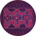 Round Machine Washable Persian Purple Traditional Area Rugs, wshtr541pur