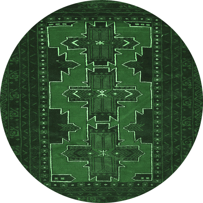 Round Machine Washable Persian Emerald Green Traditional Area Rugs, wshtr541emgrn