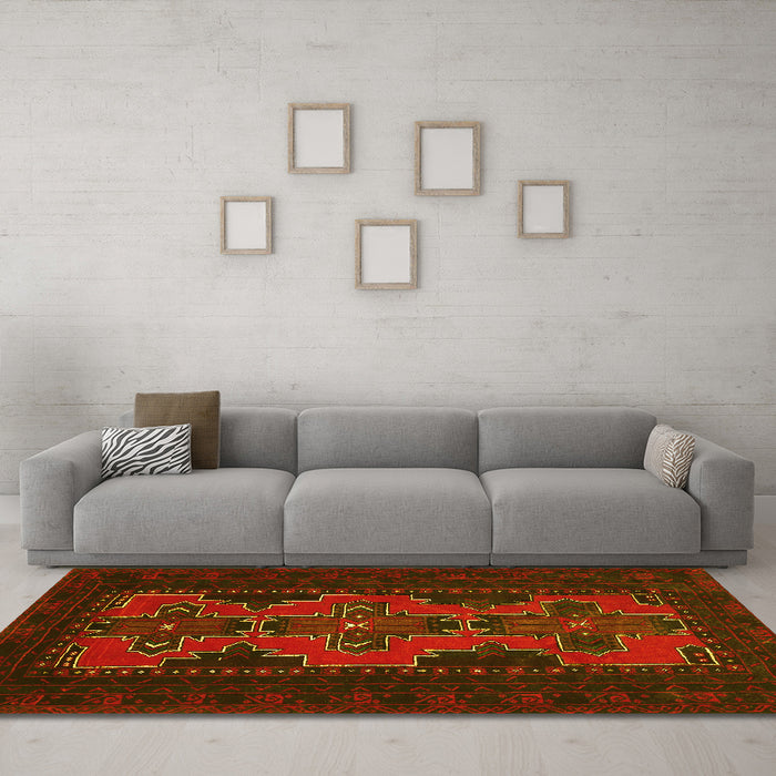 Machine Washable Persian Yellow Traditional Rug in a Living Room, wshtr541yw