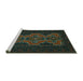 Sideview of Machine Washable Persian Turquoise Traditional Area Rugs, wshtr541turq