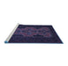 Sideview of Machine Washable Persian Blue Traditional Rug, wshtr541blu