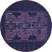 Round Persian Blue Traditional Rug, tr541blu