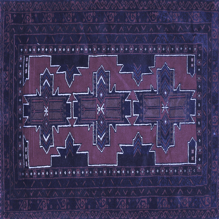 Square Machine Washable Persian Blue Traditional Rug, wshtr541blu